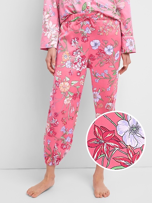Image number 1 showing, Dreamwell Floral Print Joggers in Satin