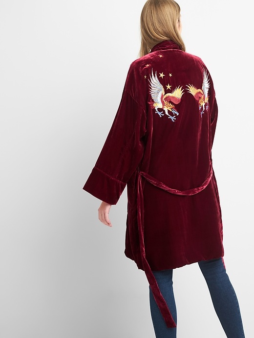Limited Edition embroidered velvet robe jacket Gap