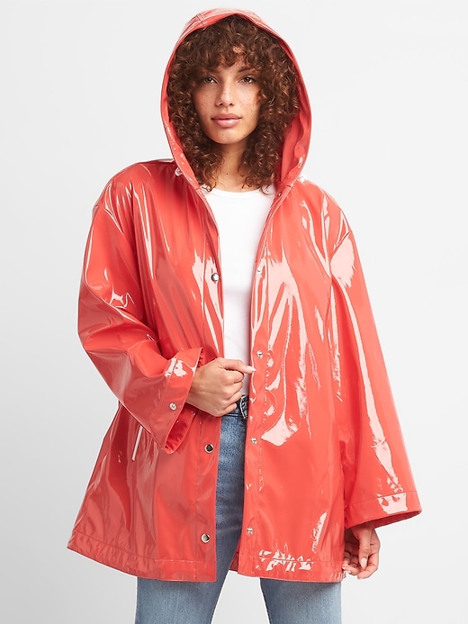 Image number 1 showing, Hooded High Gloss Rain Jacket