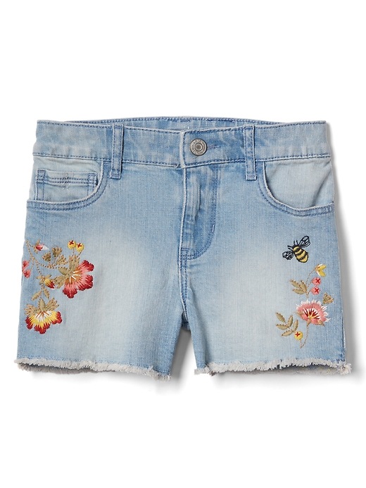 Image number 1 showing, Kids Floral Embroidered Shortie Shorts