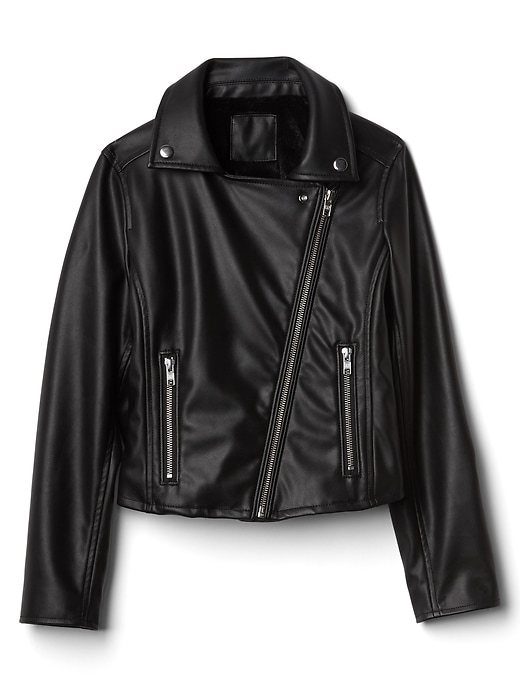 Image number 1 showing, Faux leather moto jacket
