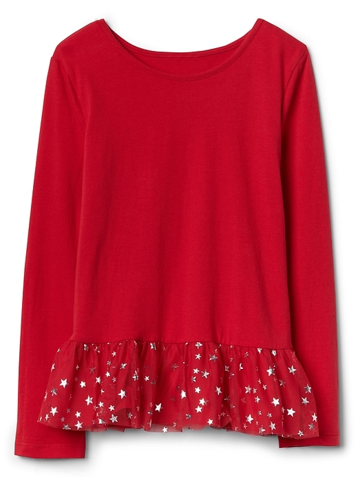 View large product image 1 of 1. Starry tulle peplum tee