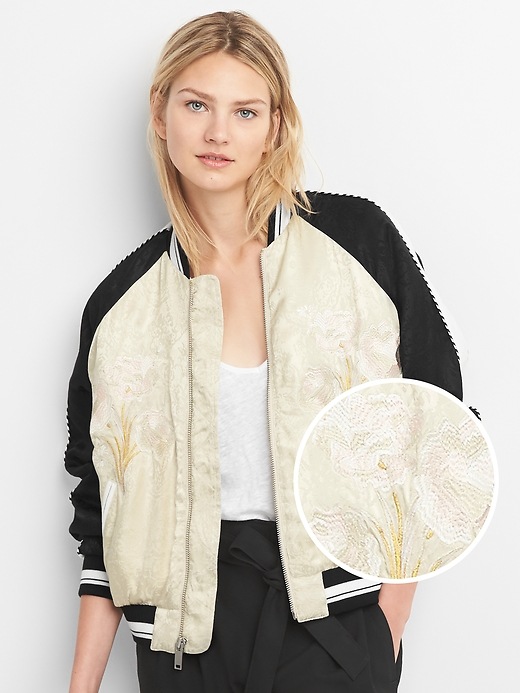 Image number 1 showing, Limited Edition Embroidered Jacquard Bomber Jacket