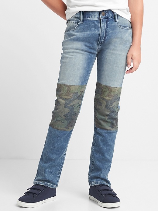 Image number 2 showing, Camo Panel Slim Jeans with High Stretch