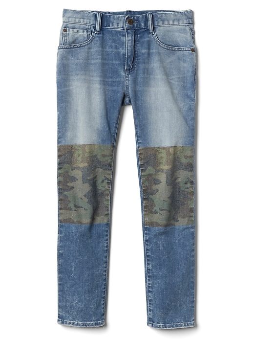 Image number 1 showing, Camo Panel Slim Jeans with High Stretch