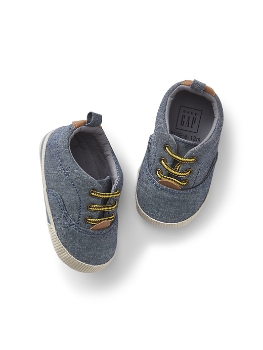 View large product image 1 of 1. Chambray Lace-Up Sneakers