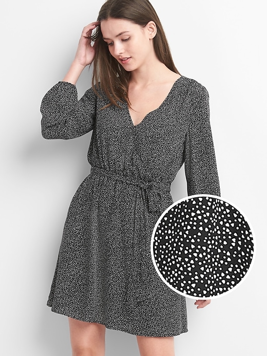 Print long sleeve wrap dress Gap