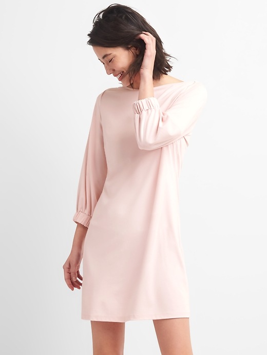 Image number 1 showing, Long Sleeve Shift Dress in Ponte