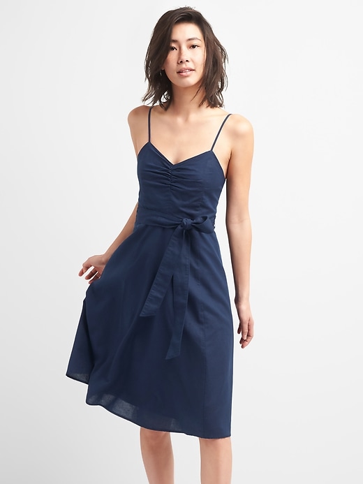 Image number 8 showing, Fit and Flare Cami Dress in Linen-Cotton