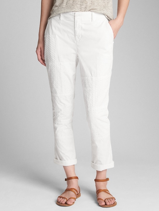 Image number 1 showing, Girlfriend Chinos with Eyelet Patch Detail