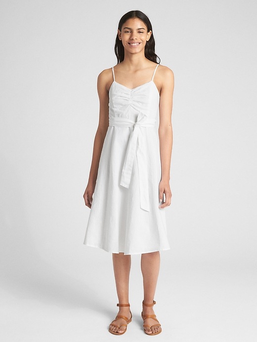 Image number 7 showing, Fit and Flare Cami Dress in Linen-Cotton