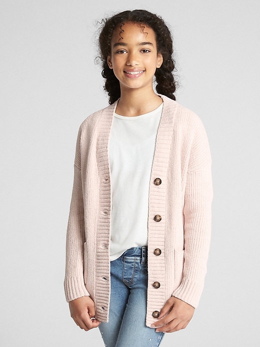 Image number 2 showing, Kids Chenille Cardigan Sweater