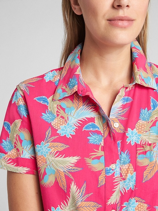 Image number 5 showing, Short Sleeve Tropical Print Button-Down Shirt