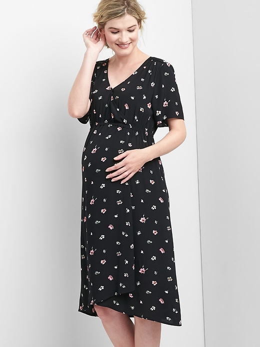 Image number 4 showing, Maternity floral midi wrap dress