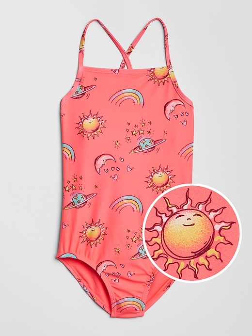 Image number 1 showing, Kids Print Strappy Swim One-Piece
