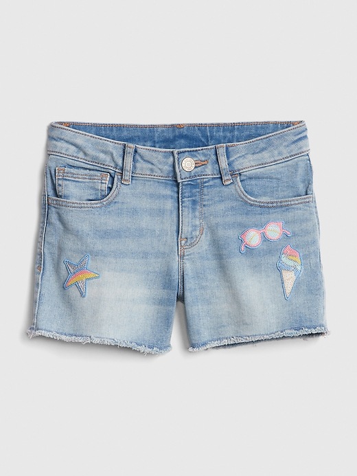 Image number 2 showing, Kids Embroidered Patch Shortie Shorts