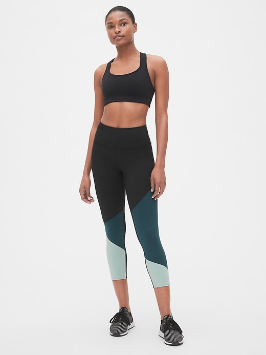 Image number 3 showing, GapFit High Rise Asymmetrical Colorblock 7/8 Leggings in Eclipse