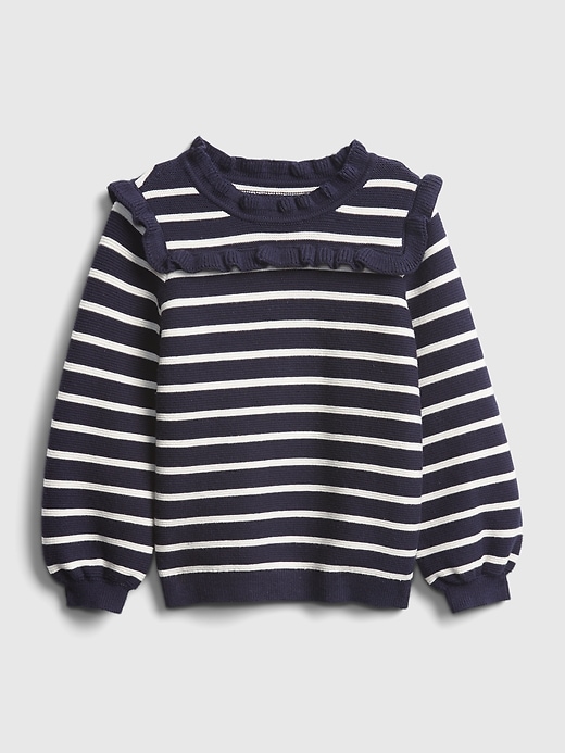 Image number 4 showing, Toddler Stripe Ruffle Sweater