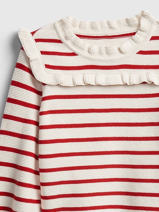 Image number 3 showing, Toddler Stripe Ruffle Sweater