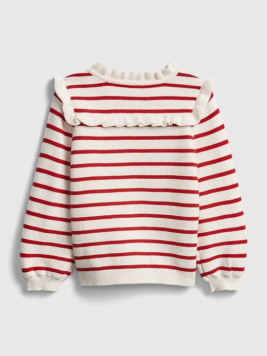 Image number 2 showing, Toddler Stripe Ruffle Sweater
