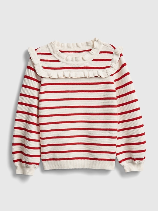 Image number 1 showing, Toddler Stripe Ruffle Sweater