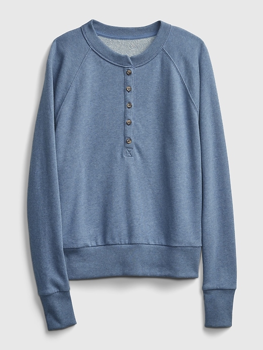 Image number 8 showing, Vintage Soft Cropped Henley Raglan Sweatshirt