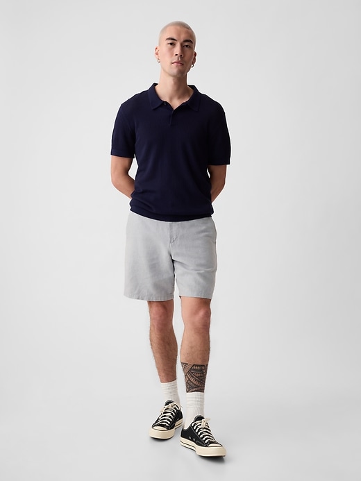 Image number 1 showing, 8" Linen-Cotton Shorts