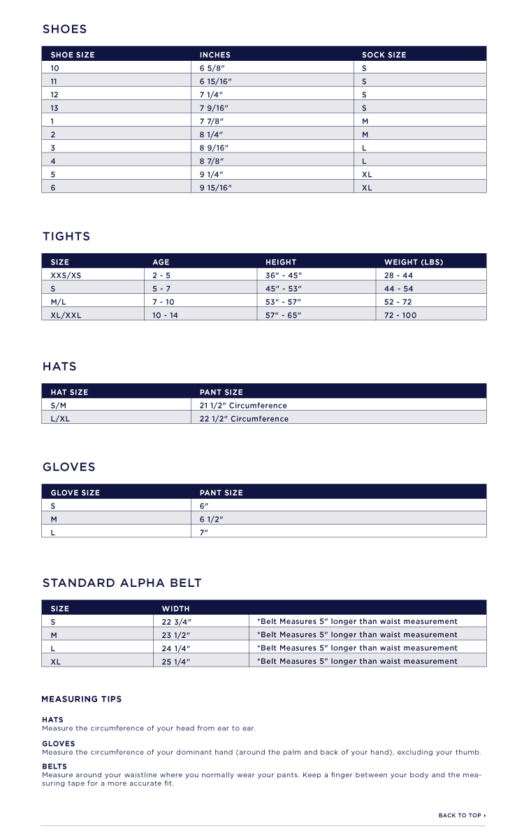 Gap Youth Size Chart