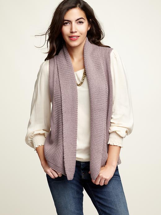 1 of 8 showing, with the color taupe heather of product Shawl-collar sweater vest