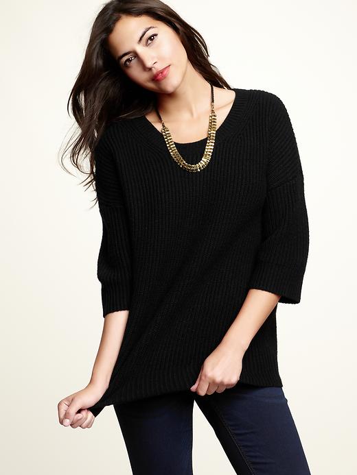 1 of 8 showing, with the color true black of product Oversized elbow-sleeve sweater