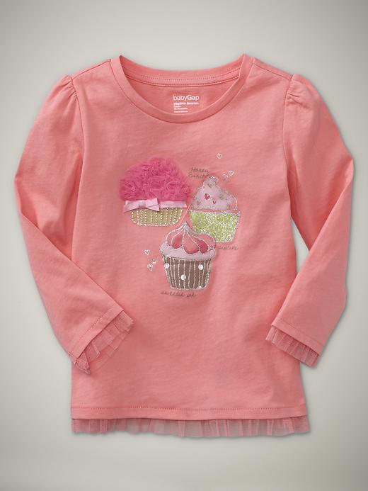1 of 8 showing, with the color pink treat of product Tulle-trim graphic T
