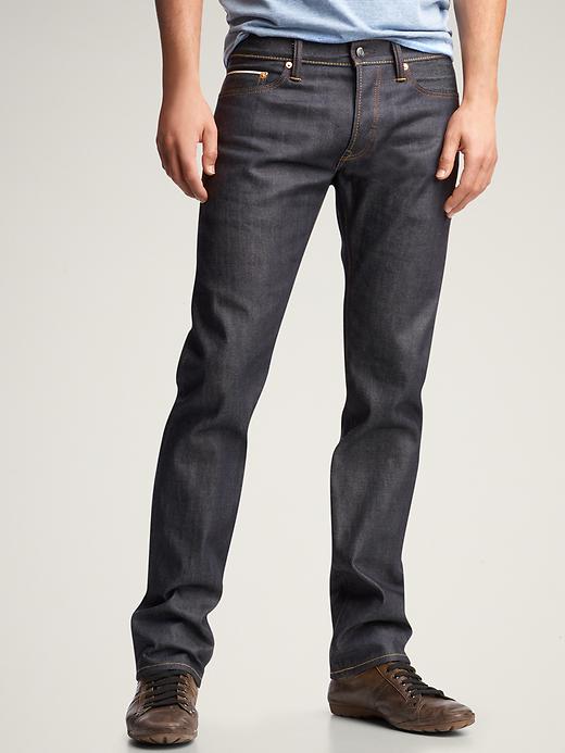 1 of 8 showing, with the color rigid denim of product 1969 selvage skinny fit jeans (dark resin rinse)