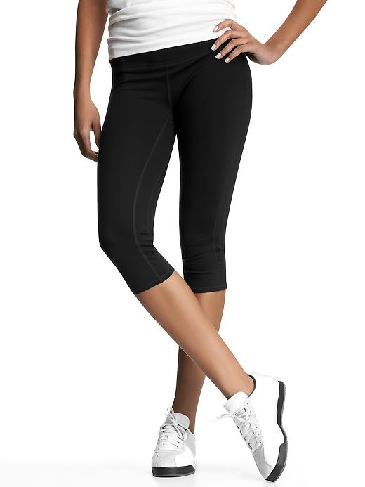 1 of 8 showing, with the color true black knit of product GapFit gFast capris