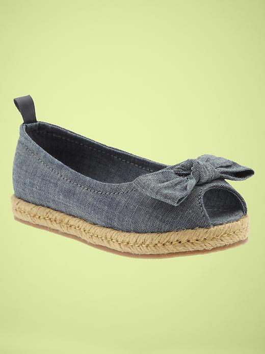 Image number 1 showing, Chambray peep-toe flats
