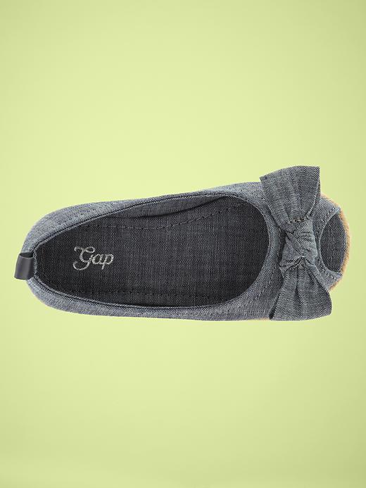 View large product image 2 of 2. Chambray peep-toe flats
