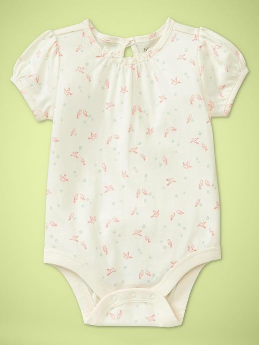 1 of 8 showing, with the color ivory frost of product Printed puff-sleeve bodysuit