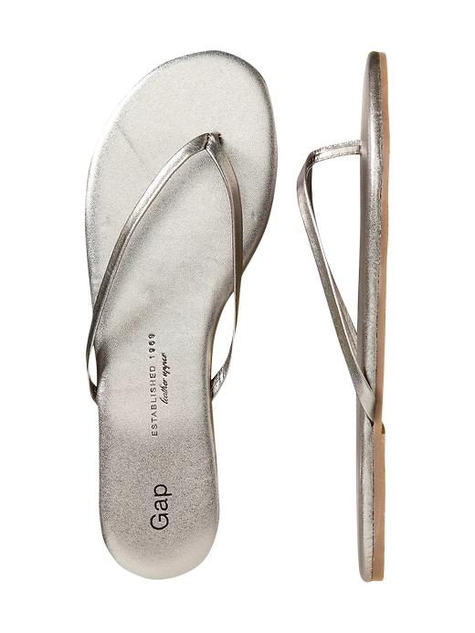 1 of 8 showing, with the color gunmetal of product Leather flip flops