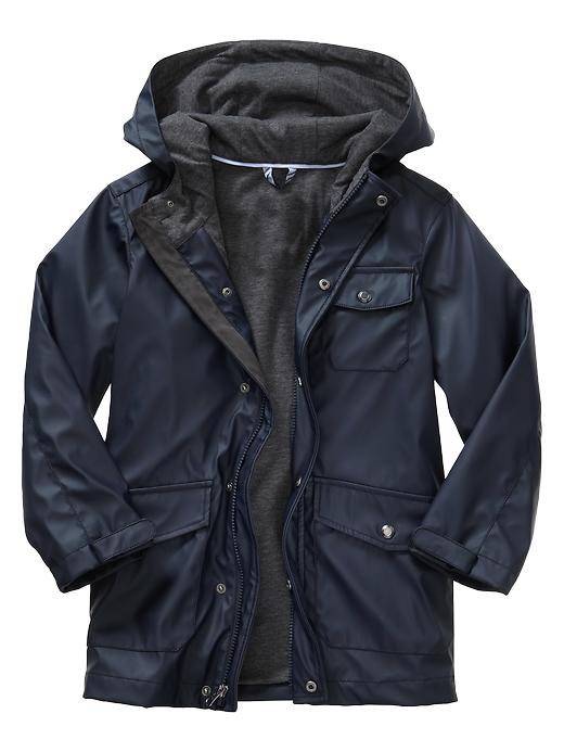 1 of 8 showing, with the color navy of product Rain slicker