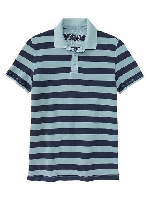 1 of 8 showing, with the color light morning of product Garment-dyed striped pique polo