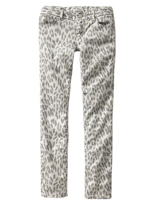 1 of 8 showing, with the color gray of product Kids Leopard Print Super Skinny Jeans with Fantastiflex