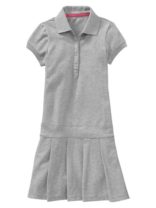 1 of 8 showing, with the color heather grey of product Pleated polo dress