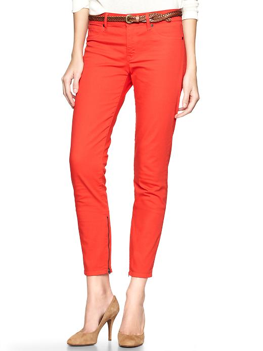 1 of 8 showing, with the color tomato of product 1969 ankle zip legging jeans