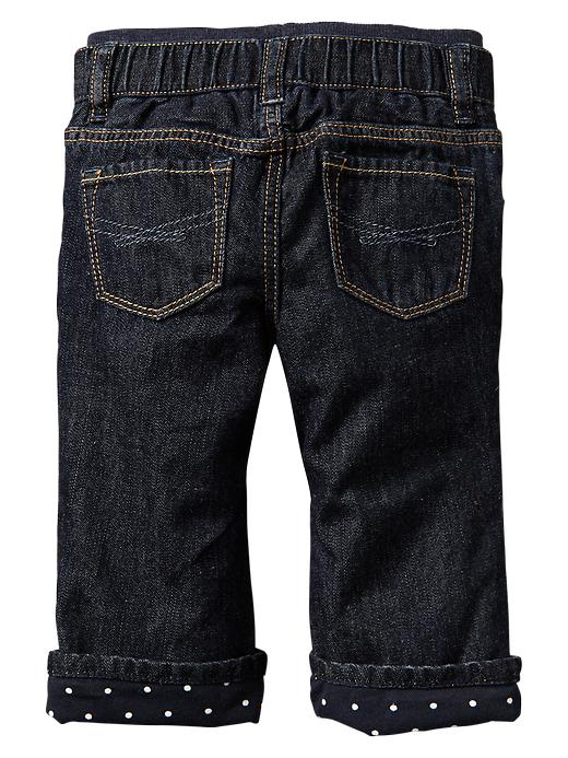 2 of 8 showing, with the color denim of product Lined pull-on boot cut jeans