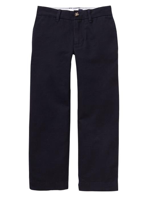 1 of 8 showing, with the color true navy of product GapShield flat front pants