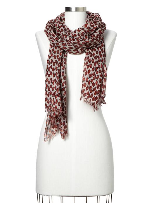 1 of 8 showing, with the color red of product Leaf print scarf