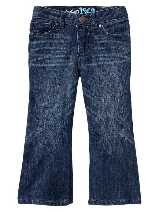 1 of 8 showing, with the color dark denim blue of product Boot cut jeans