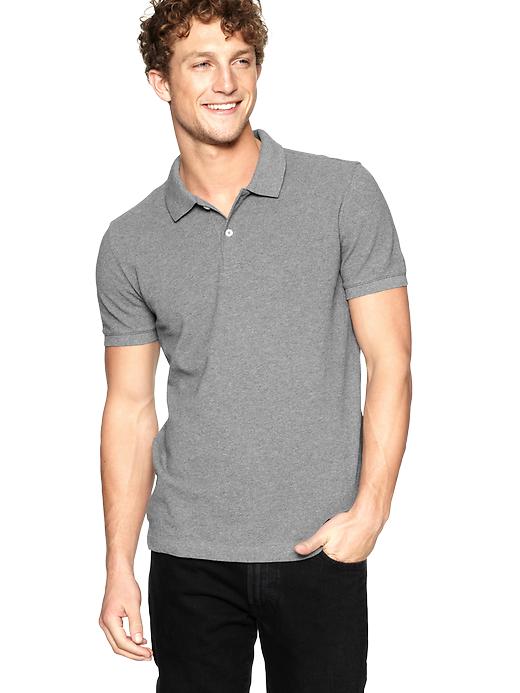 1 of 8 showing, with the color gray of product New essential pique polo