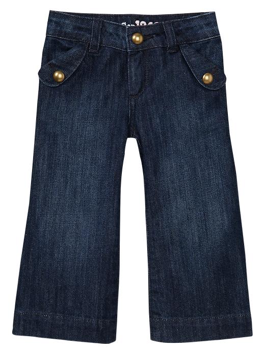 1 of 8 showing, with the color medium denim of product Wide leg jeans (dark wash)