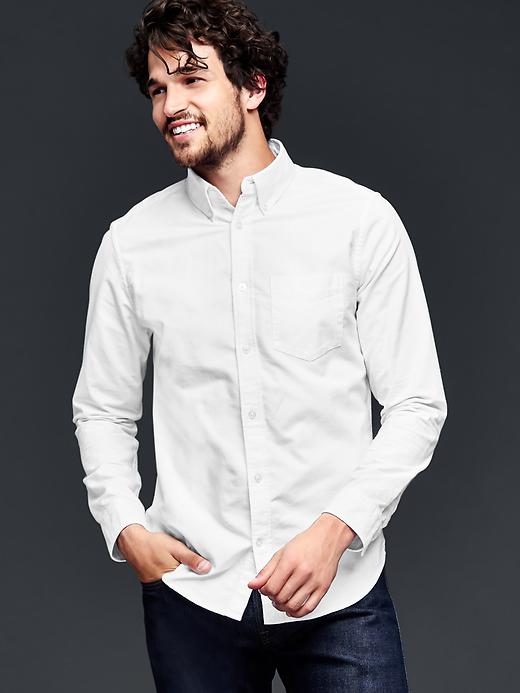 1 of 8 showing, with the color white of product Modern Oxford solid shirt