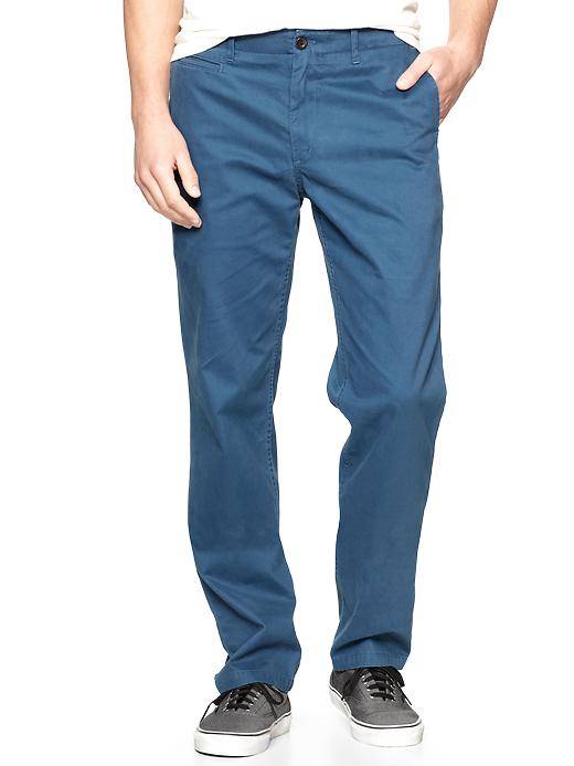 1 of 8 showing, with the color turquoise sky of product Lived-in slim khaki